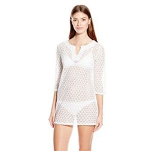 Laundry Shelli Segal Capri Crochet V-Neck Cover Up